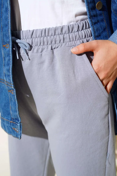 Bel Ve Bilek Lastikli Jogger Pantolon Kayrak Grisi - 4