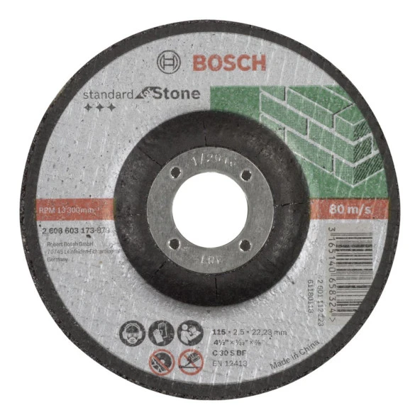 Bosch - 115*2,5 mm Standard Seri Bombeli Taş Kesme Diski (Taş) ürün görseli 1