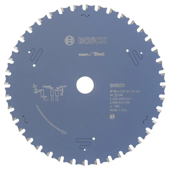 Bosch - Expert Serisi Metal için Daire Testere Bıçağı 190*20 mm 40 Diş ürün görseli 1