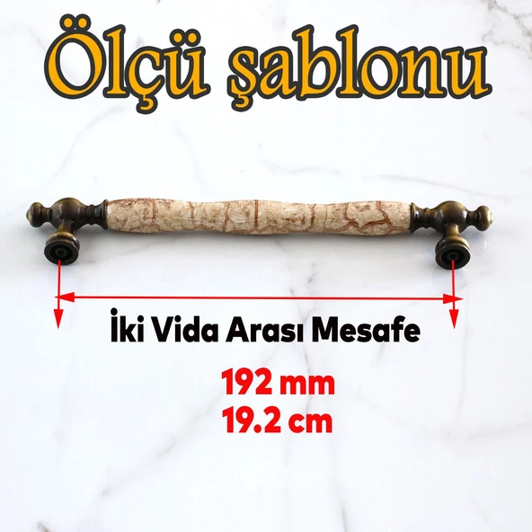 Edessa Gerçek Porselen Kahve Eskitme Antik Sarı 192 mm Mobilya Mutfak Dolap Kulpu Kulbu Kulpları - 2