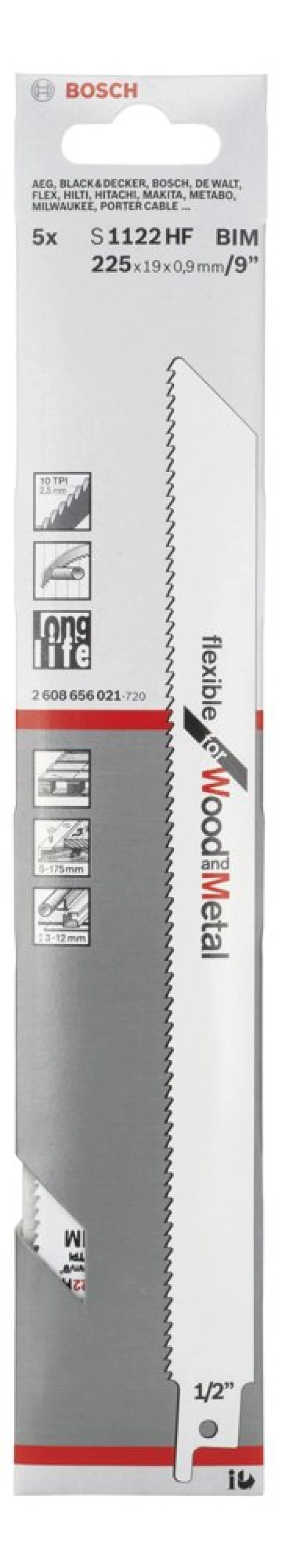 Bosch - Flexible Serisi Ahşap Ve Metal için Panter Testere Bıçağı S 1122 HF - 5'li - Resim 2