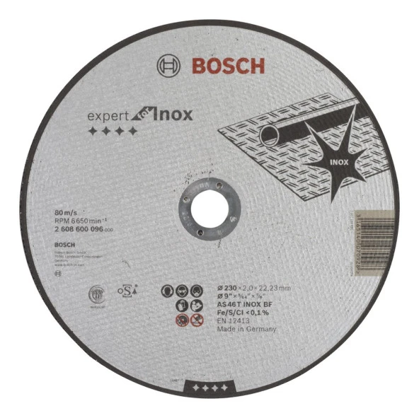 Bosch - 230*2,0 mm Expert Serisi Düz Inox (Paslanmaz Çelik) Kesme Diski (Taş) - 1