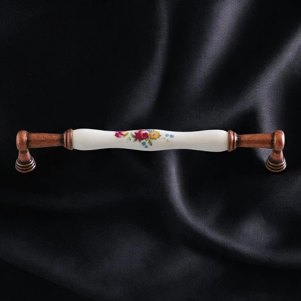 Termessos Gerçek Porselen Eskitme Antik Bakır 192 mm Mobilya Mutfak Dolap Kulpu Kulbu Kulpları - 5