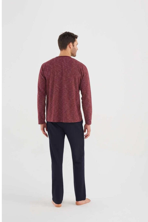 Mod Erkek Mürdüm Uzun Kol Pijama Takım 3745 - Resim 2