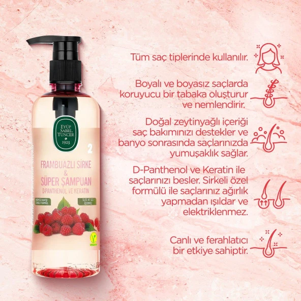 Eyüp Sabri Tuncer Frambuazlı Sirke & Süper Şampuan 500 Ml X 3 Adet - 3