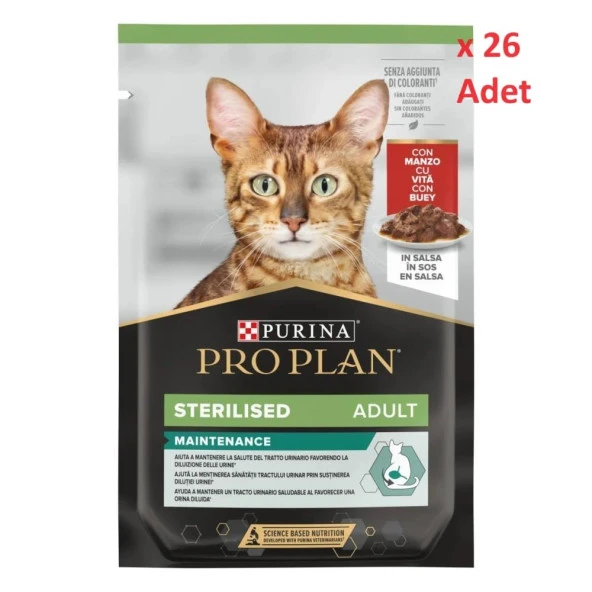 Pro Plan Sterilised Beef Pouch 85 gr x 26 adet