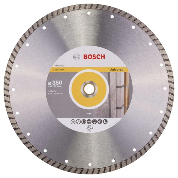 Bosch - Standard Seri Genel Yapı Malzemeleri İçin Turbo Segman Elmas Kesme Diski 350 mm ürün görseli