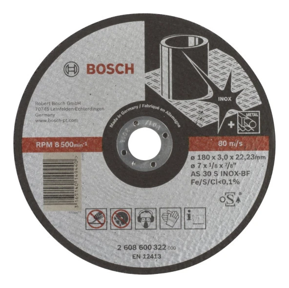 Bosch - 180*3,0 mm Expert Serisi Düz Inox (Paslanmaz Çelik) Kesme Diski (Taş) ürün görseli 1