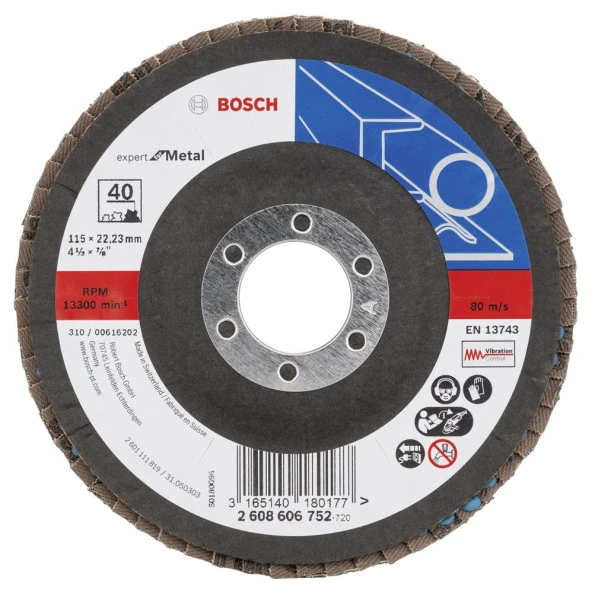 Bosch - 115 mm 40 Kum Expert Serisi Metal Flap Disk ürün görseli 1