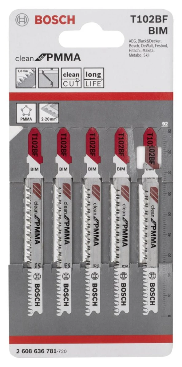 Bosch - Temiz Kesim Serisi Akrilik Cam İçin T 102 Bf Dekupaj Testeresi Bıçağı - 5'Li Paket - Resim 2