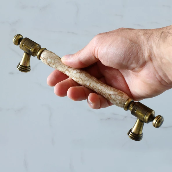 Afrodisyas Gerçek Porselen Eskitme Antik Kahve 160 mm Mobilya Mutfak Dolap Kulpu Kulbu Kulpları - Resim 3