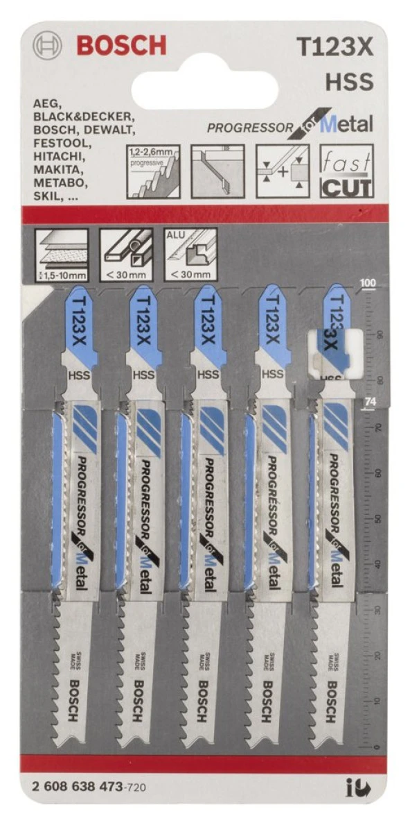 Bosch - Kademeli Artan Dişli Seri Metal İçin T 123 XF Dekupaj Testeresi Bıçağı - 5'Li Paket - Resim 2