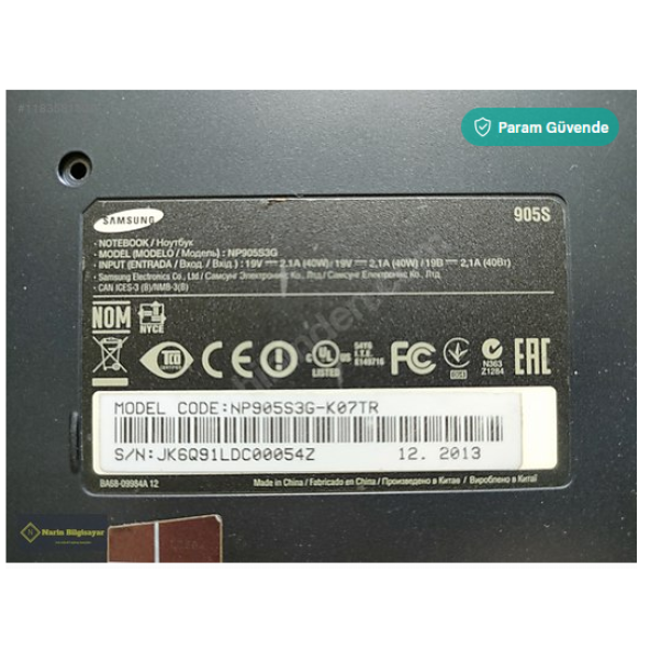 Samsung NP905S3G NP906S3G NP915S3G Alt Kasa SORUNSUZ TEMİZ - 2