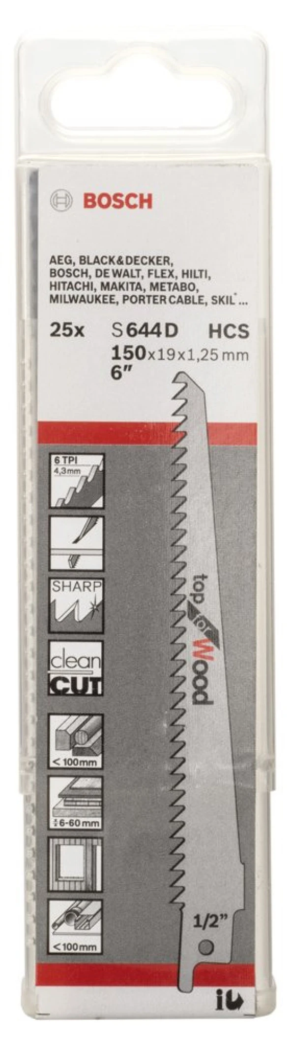 Bosch - Top Serisi Ahşap için Panter Testere Bıçağı S 644 D - 25'li - 2
