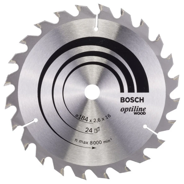 Bosch - Optiline Serisi Ahşap için Daire Testere Bıçağı 184*16 mm 24 Diş ürün görseli