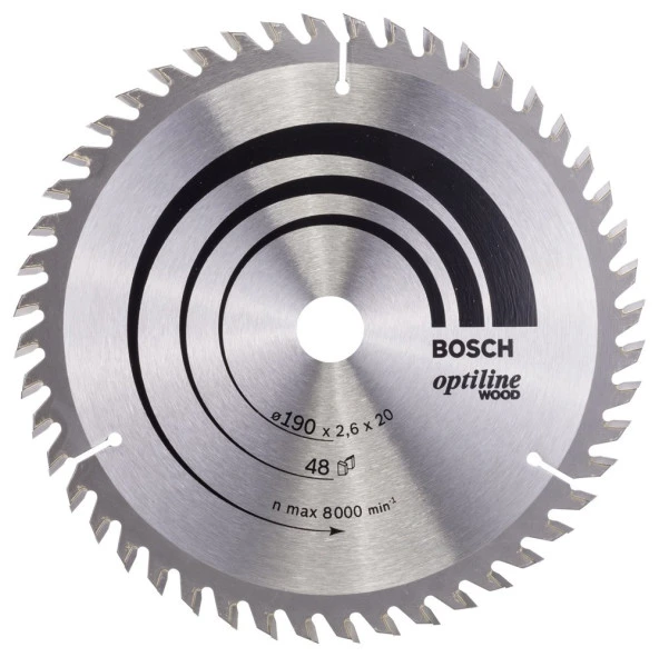 Bosch - Optiline Serisi Ahşap için Daire Testere Bıçağı 190*20/16 mm 48 Diş ürün görseli 1