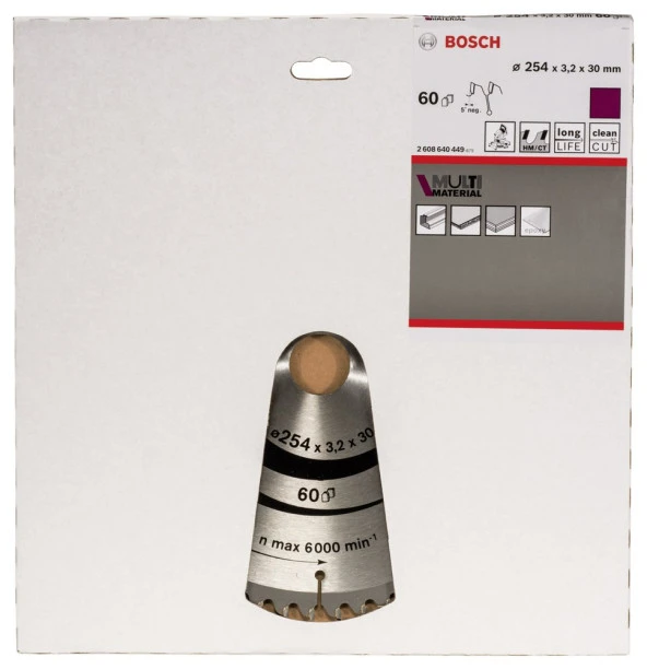 Bosch - Standard for Serisi Çoklu Malzeme için Daire Testere Bıçağı 254*30 mm 60 Diş - Resim 2
