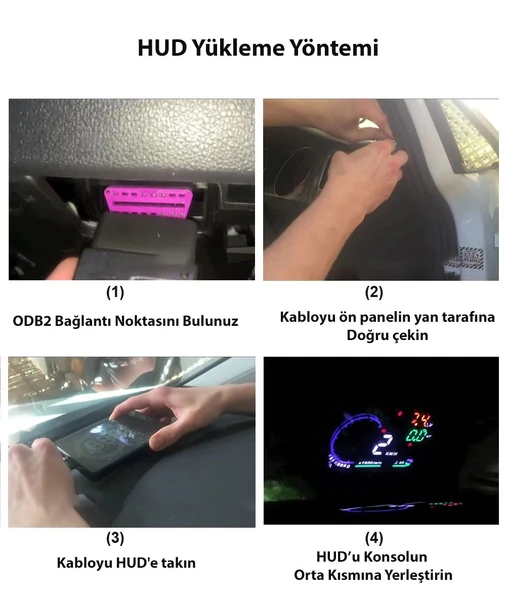 DailyTech G10 Otomatik Hud Ekran Araba Projektör Alarmı Hız Göstergesi - 7