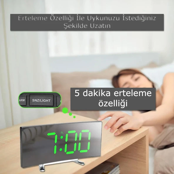 DailyTech Oval Dijital Masa Saati Alarm Termometre Zaman - - 8