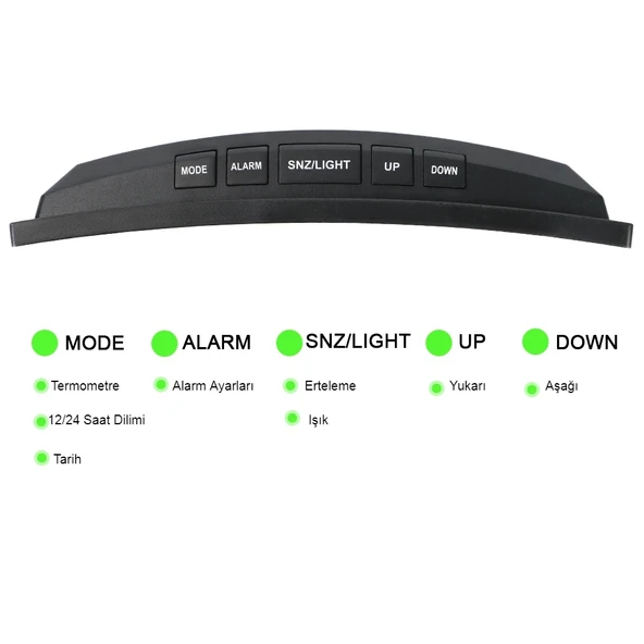 DailyTech Oval Dijital Masa Saati Alarm Termometre Zaman - - 6