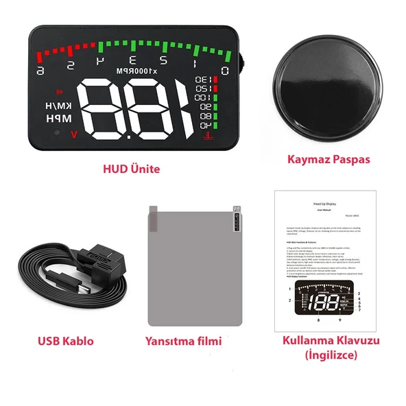 DailyTech G10 Otomatik Hud Ekran Araba Projektör Alarmı Hız Göstergesi - 6