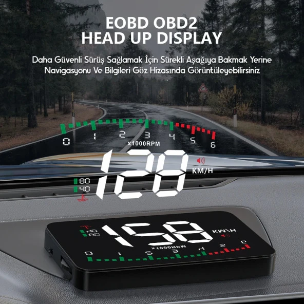 DailyTech G10 Otomatik Hud Ekran Araba Projektör Alarmı Hız Göstergesi - 4