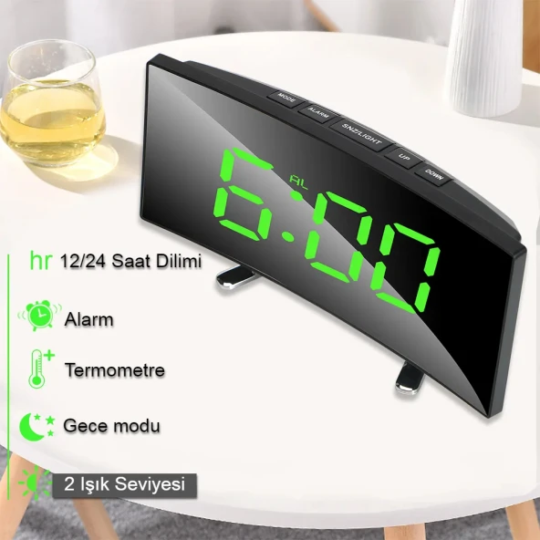 DailyTech Oval Dijital Masa Saati Alarm Termometre Zaman - - 11