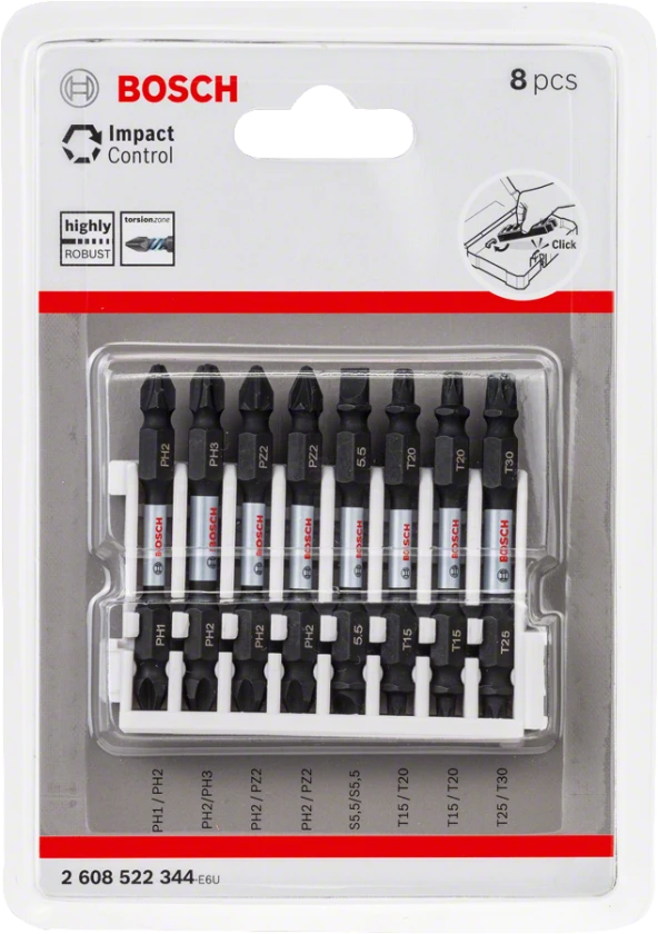 Bosch - Impact Control Serisi Çift Taraflı Vidalama Ucu 8'li Set *65mm - 2