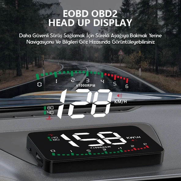 DailyTech G10 Otomatik Hud Ekran Araba Projektör Alarmı Hız Göstergesi - 12