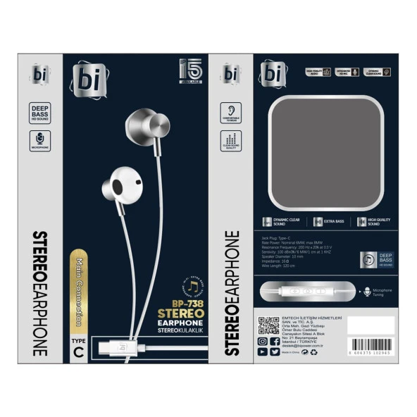 BİPOWER BP-738 TYPE-C KULAKİÇİ KABLOLU KULAKLIK BE - 2