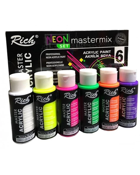 Rich Mastermix Akrilik Boya Neon Renkler 60cc 6lı Set - 2