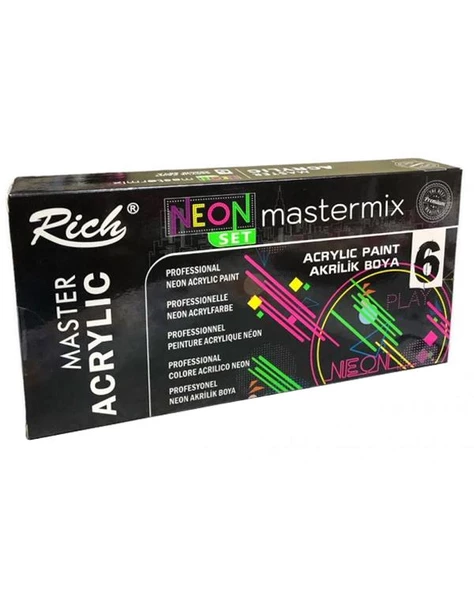 Rich Mastermix Akrilik Boya Neon Renkler 60cc 6lı Set