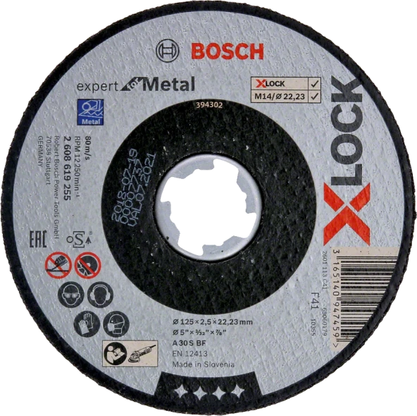 Bosch - X-LOCK - 125*2,5 mm Expert Serisi Düz Metal Kesme Diski (Taş)