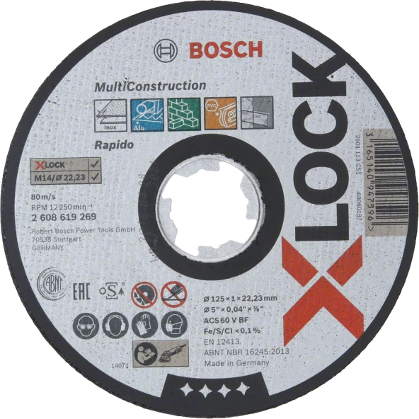 Bosch - X-LOCK - 125*1,0 mm Çoklu Malzemelerde Kullanım İçin Düz Kesme Diski (Taş)