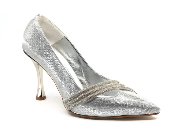 Feles Üç Şerit Taş Detaylı Saten Stiletto Abiye Kadın Topuklu Ayakkabı - 11