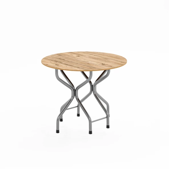 Eportatif Mutfak Masa Sandalye Takımı Bahçe Yemek Masa Seti Yuvarlak Çam 1387 - Resim 4