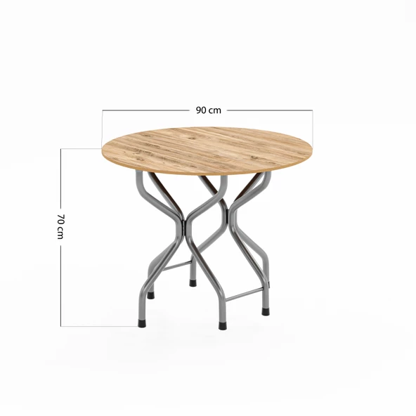 Eportatif Mutfak Masa Sandalye Takımı Bahçe Yemek Masa Seti Yuvarlak Çam 1387 - Resim 6