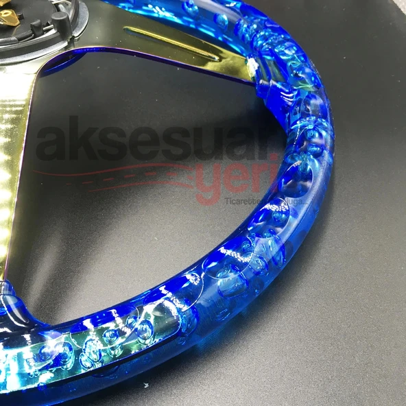 Şeffaf Mavi Direksiyon Momo 35cm Kabarcıklı Direksiyon  A+ Süper Ürün - 3