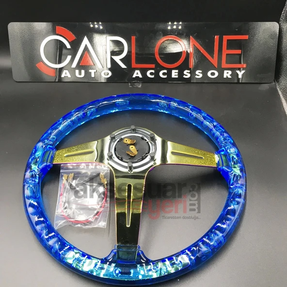 Şeffaf Mavi Direksiyon Momo 35cm Kabarcıklı Direksiyon A+ Süper Ürün - 2