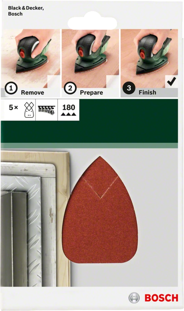 Bosch - Multi Zımpara Kağıdı 5'li, 95 x 135 mm 180 Kum 4 Delik - Resim 2