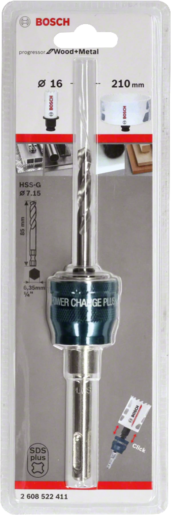 Bosch - Power Change Plus Adaptör, Yeni Progressor Serisi için HSS-G 85 mm Merkezleme Ucu ve SDS Plus Şaft Girişli - Resim 2