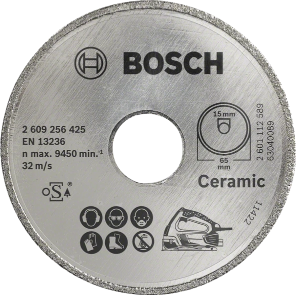 Bosch - Seramik İçin PKS 16 Multi Uyumlu Elmas Kesme Diski 65 x 15mm