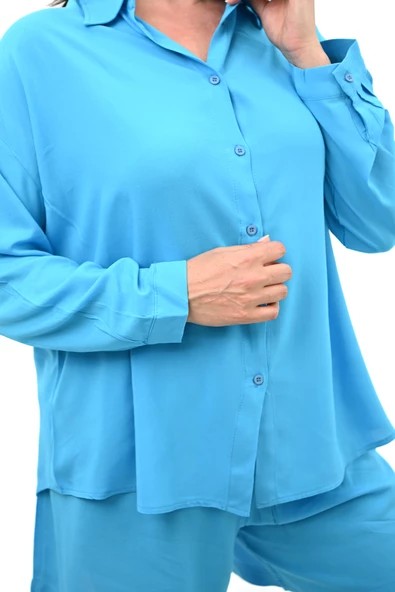 Kadın Büyük Beden Uzun Kollu Şortlu İkili Takım 8127-25 - 11