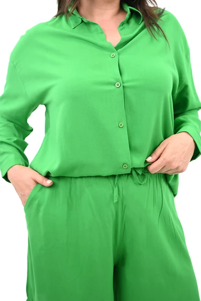 Kadın Büyük Beden Uzun Kollu Şortlu İkili Takım 8127-25 - 6