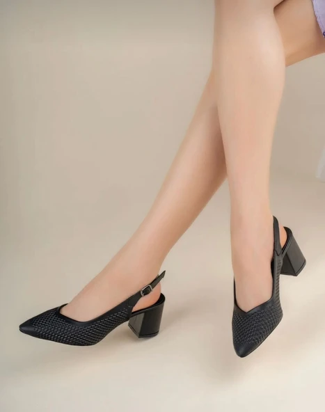 Feles Lazer Detaylı Kadın Topuklu Ayakkabı - Resim 9