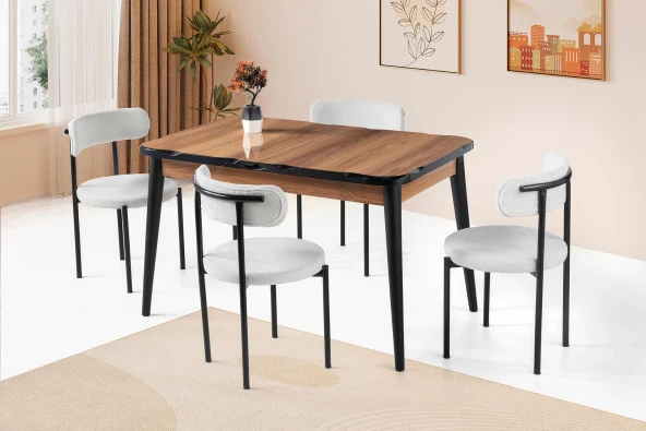Erezoğulları Mobilya Yakamoz Alfa MDF Mutfak Masa Sandalye Takımı 80x130