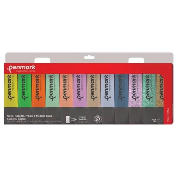 Penmark Fosforlu Kalem 12 Renk Set 3 NEON + 3 PASTEL + 3 TROPİK + 3 SİMLİ