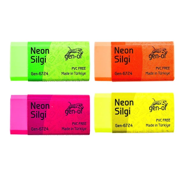 Gen-Of No:24 Pvc Free Orta Boy Neon Silgi (GEN-6724) 3 Adet - 2