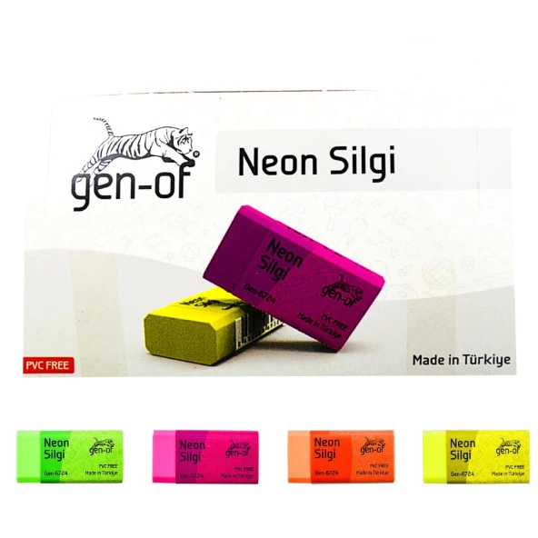 Gen-Of No:24 Pvc Free Orta Boy Neon Silgi (GEN-6724) 3 Adet - 3