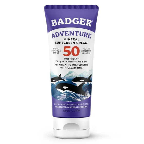 BADGER SPF50 ADVENTURE SPORT SUNCREEN CREAM 87ml